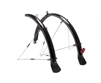 Pair 700c urban hybrid bike mudguards with support stays fits 45mm wide tyres with reflective sides
